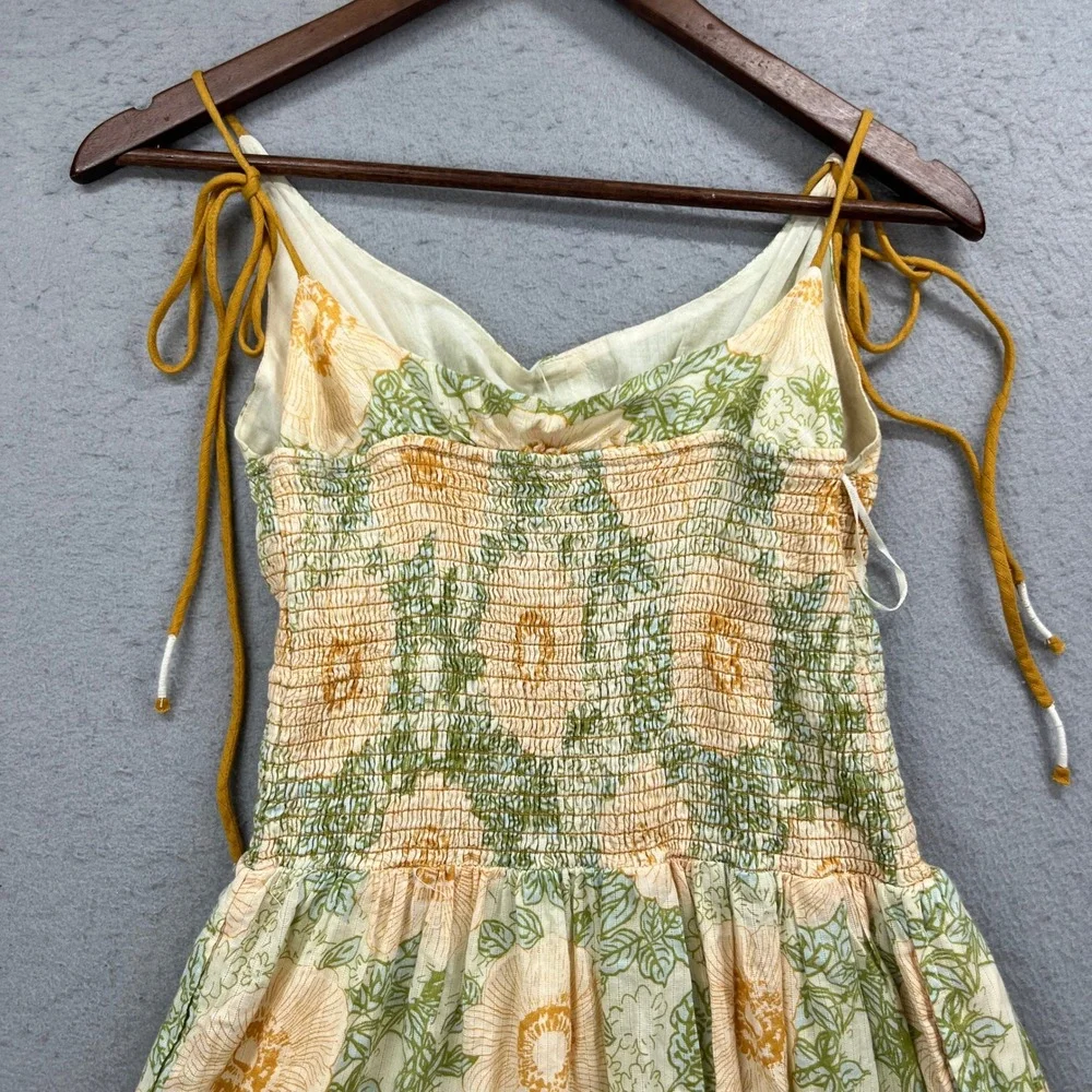 Free People Extratropical Maxi Dress Women M Ivory Combo Floral Smocked Boho NWT
